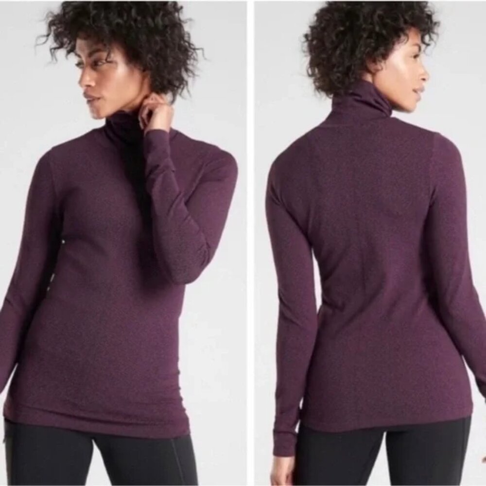 NWT Athleta Flurry Peak Seamless Turtleneck Women's Sz L Burgundy Baselayer